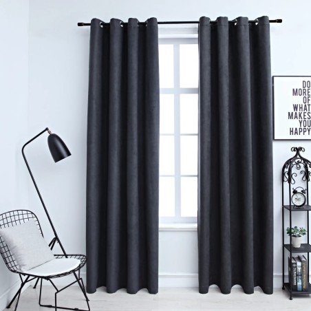 vidaXL Cortinas opacas con aros de metal 2 piezas antracita 140x245 cm