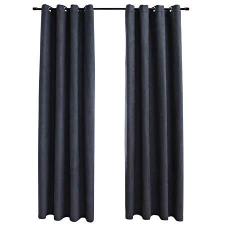 vidaXL Cortinas opacas con aros de metal 2 piezas antracita 140x245 cm