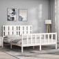 vidaXL Estructura de cama matrimonio con cabecero madera maciza blanco vidaXL Estructura de cama matrimonio con cabecero madera maciza blanco