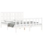 vidaXL Estructura de cama matrimonio con cabecero madera maciza blanco vidaXL Estructura de cama matrimonio con cabecero madera maciza blanco