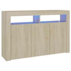 vidaXL Aparador con luces LED roble Sonoma 115,5x30x75 cm