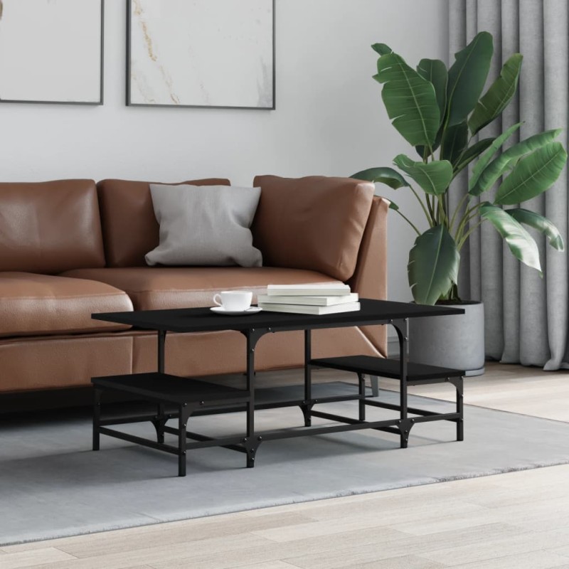 vidaXL Mesa de centro madera contrachapada negro 100x50,5x40 cm vidaXL Mesa de centro madera contrachapada negro 100x50,5x40 cm