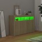 vidaXL Aparador con luces LED roble Sonoma 115,5x30x75 cm vidaXL Aparador con luces LED roble Sonoma 115,5x30x75 cm