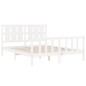 vidaXL Estructura de cama matrimonio con cabecero madera maciza blanco vidaXL Estructura de cama matrimonio con cabecero madera maciza blanco