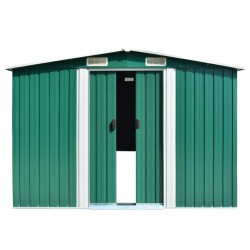 vidaXL Caseta de jardín metal verde 257x489x181 cm