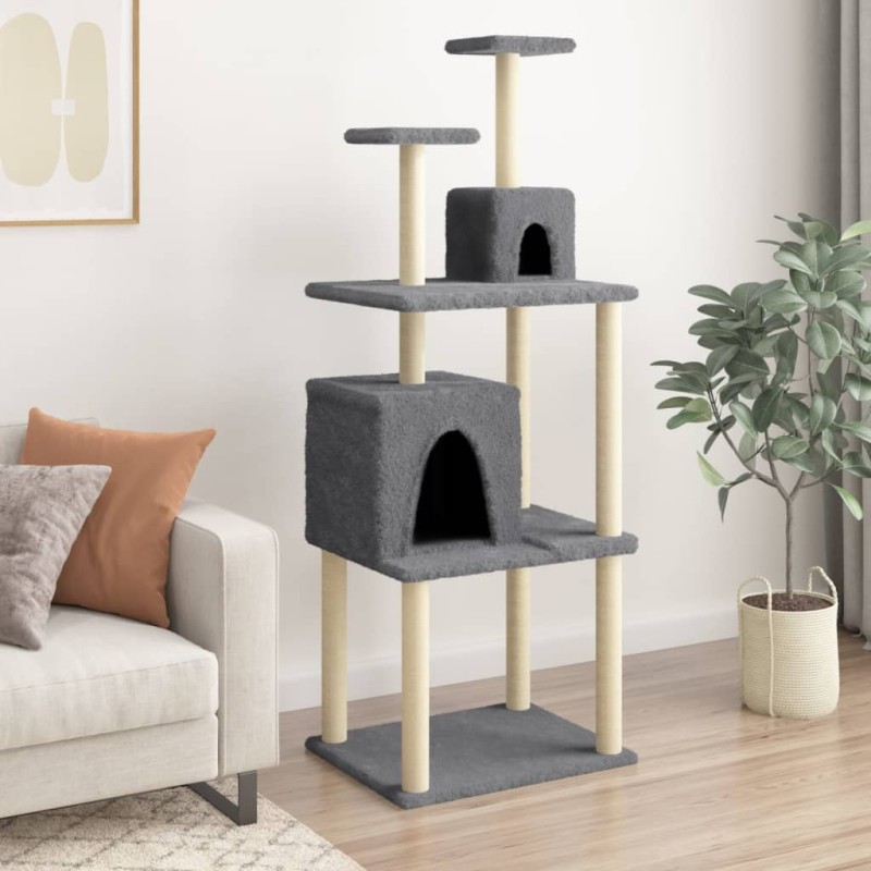 vidaXL Rascador para gatos con postes de sisal gris oscuro 167 cm vidaXL Rascador para gatos con postes de sisal gris oscuro 167 cm
