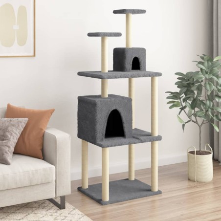 vidaXL Rascador para gatos con postes de sisal gris oscuro 167 cm