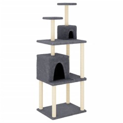 vidaXL Rascador para gatos con postes de sisal gris oscuro 167 cm