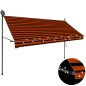 vidaXL Toldo manual retráctil con LED naranja y marrón 300 cm vidaXL Toldo manual retráctil con LED naranja y marrón 300 cm