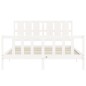 vidaXL Estructura de cama matrimonio con cabecero madera maciza blanco vidaXL Estructura de cama matrimonio con cabecero madera maciza blanco