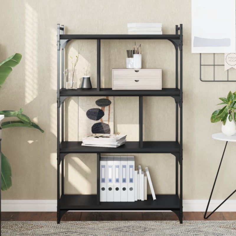 vidaXL Librería de 4 estantes madera de ingeniería negra 76x32x123 cm vidaXL Librería de 4 estantes madera de ingeniería negra 76x32x123 cm
