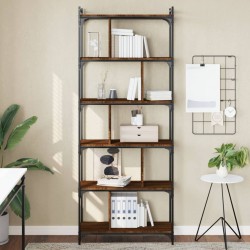 vidaXL Librería 6 estantes madera ingeniería marrón roble 76x32x192 cm