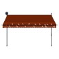 vidaXL Toldo manual retráctil con LED naranja y marrón 300 cm vidaXL Toldo manual retráctil con LED naranja y marrón 300 cm