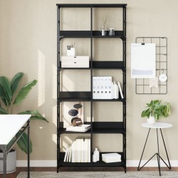 vidaXL Estantería de madera de ingeniería negra 78,5x33x188,5 cm