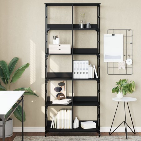 vidaXL Estantería de madera de ingeniería negra 78,5x33x188,5 cm