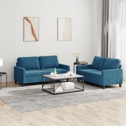 vidaXL Juego de sofás con cojines 2 piezas terciopelo azul