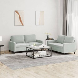 vidaXL Juego de sofás con cojines 2 piezas terciopelo gris claro