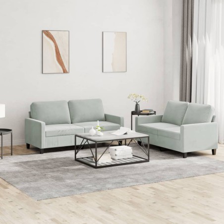 vidaXL Juego de sofás con cojines 2 piezas terciopelo gris claro