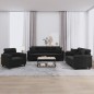 vidaXL Juego de sofás con cojines 3 piezas tela microfibra negro vidaXL Juego de sofás con cojines 3 piezas tela microfibra negro