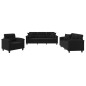 vidaXL Juego de sofás con cojines 3 piezas tela microfibra negro vidaXL Juego de sofás con cojines 3 piezas tela microfibra negro