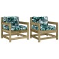 vidaXL Sillones de jardín con cojines 2 uds madera de pino impregnada