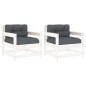 vidaXL Sillones de jardín con cojines 2 uds madera maciza pino blanco