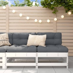 vidaXL Sofás centrales con cojines 2 uds madera maciza de pino blanco