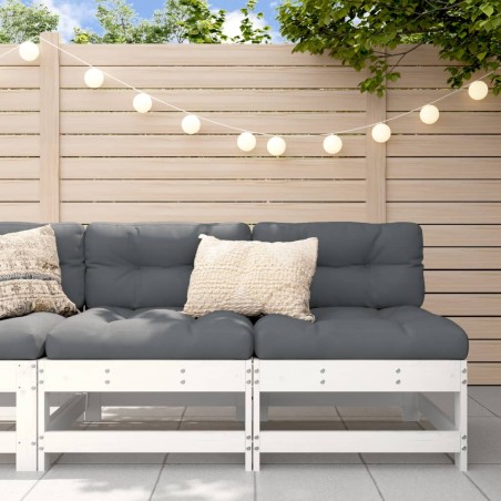 vidaXL Sofás centrales con cojines 2 uds madera maciza de pino blanco