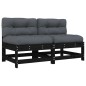 vidaXL Sofás centrales con cojines 2 uds madera maciza de pino negro vidaXL Sofás centrales con cojines 2 uds madera maciza de pino negro