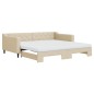 vidaXL Sofá cama nido con colchón tela crema 100x200 cm vidaXL Sofá cama nido con colchón tela crema 100x200 cm