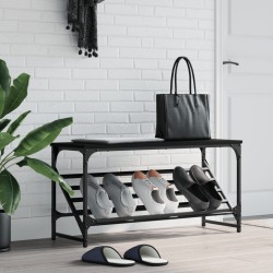 vidaXL Mueble zapatero de madera de ingeniería negro 90x30x45 cm