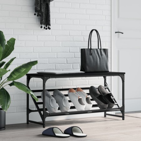 vidaXL Mueble zapatero de madera de ingeniería negro 90x30x45 cm