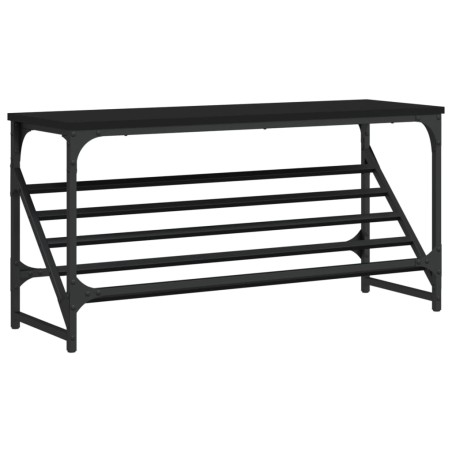 vidaXL Mueble zapatero de madera de ingeniería negro 90x30x45 cm