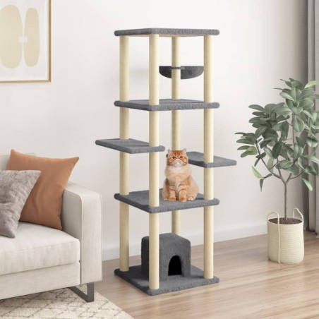 vidaXL Rascador para gatos con postes de sisal gris oscuro 154 cm