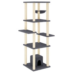 vidaXL Rascador para gatos con postes de sisal gris oscuro 154 cm