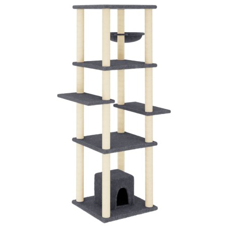 vidaXL Rascador para gatos con postes de sisal gris oscuro 154 cm