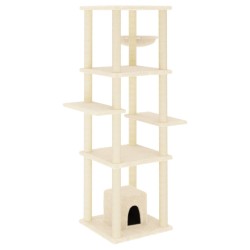 vidaXL Rascador para gatos con postes de sisal crema 154 cm