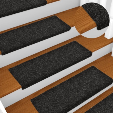 vidaXL Alfombrillas de escalera 10 unidades negro 65x21x4 cm