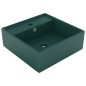 vidaXL Lavabo lujoso cuadrado rebosadero cerámica verde oscuro 41x41cm vidaXL Lavabo lujoso cuadrado rebosadero cerámica verde oscuro 41x41cm