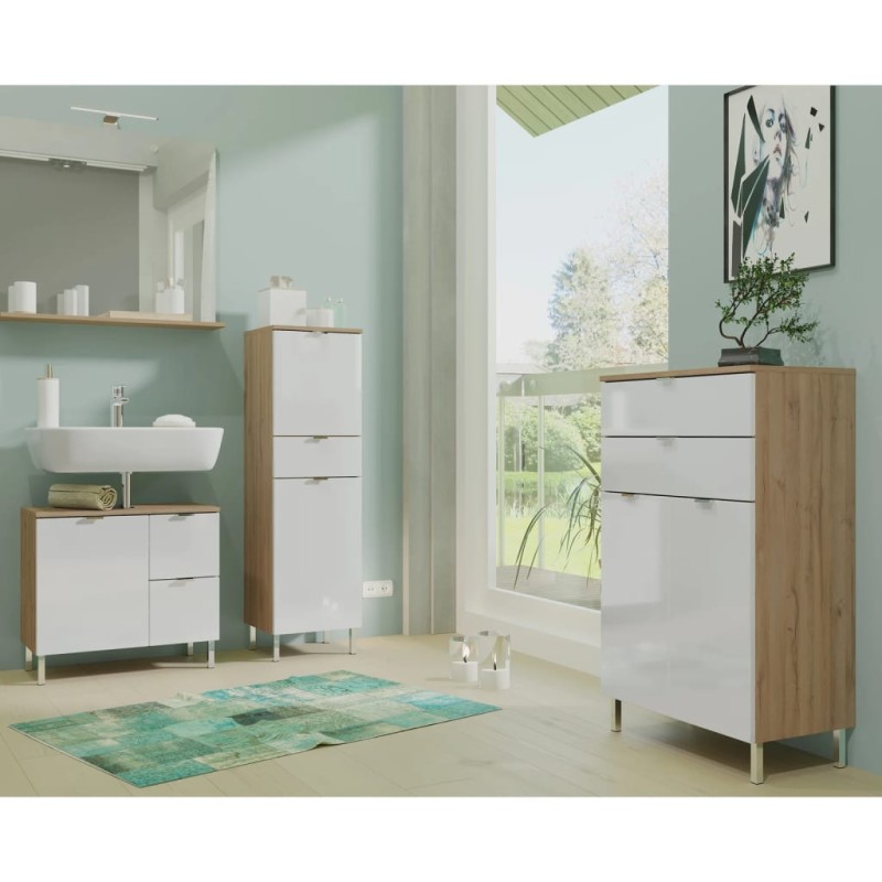 Germania Armario base lavabo GW-Mauresa 60x34x56 cm grafito y roble Germania Armario base lavabo GW-Mauresa 60x34x56 cm grafito y roble