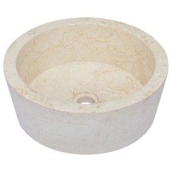 vidaXL Lavabo crema mármol Ø40x15 cm