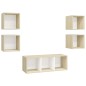vidaXL Muebles de salón 5 pzas madera ingeniería blanco y roble Sonoma vidaXL Muebles de salón 5 pzas madera ingeniería blanco y roble Sonoma