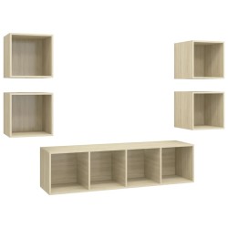 vidaXL Juego de muebles de salón 5 pzas madera ingeniería roble Sonoma