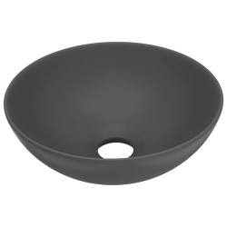 vidaXL Lavabo de cuarto de baño redondo cerámica gris oscuro