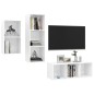 vidaXL Juego de muebles de salón 3 pzs madera ingeniería blanco brillo