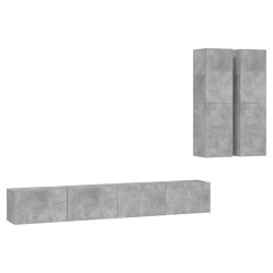 vidaXL Set muebles de salón TV 4 pzas madera ingeniería gris hormigón