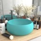 vidaXL Lavabo de lujo redondo cerámica verde claro mate 40x15 cm 