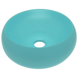 vidaXL Lavabo de lujo redondo cerámica verde claro mate 40x15 cm 