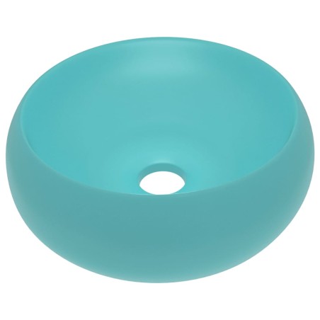 vidaXL Lavabo de lujo redondo cerámica verde claro mate 40x15 cm 