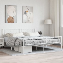 vidaXL Estructura cama metal con cabecero y estribo blanco 200x200 cm